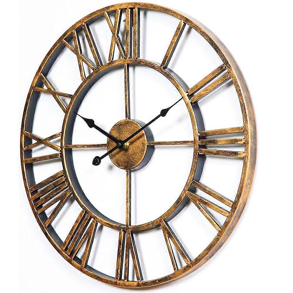 Decor Wall Clock European Retro Clock with Large Numerals Indoor Silent Battery Operated Metal Clock — image 2