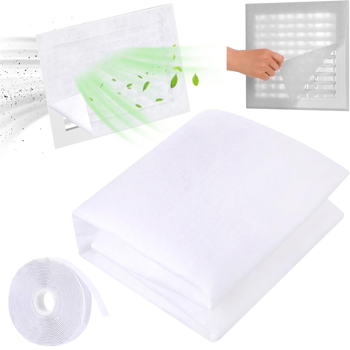 Air Vent Filter Kit Customizable Vent Filter Cotton78 × 39" Electrostatic Filter Media with 118" Adhesive Tape for Air Conditioner for Purify the Stops Dust