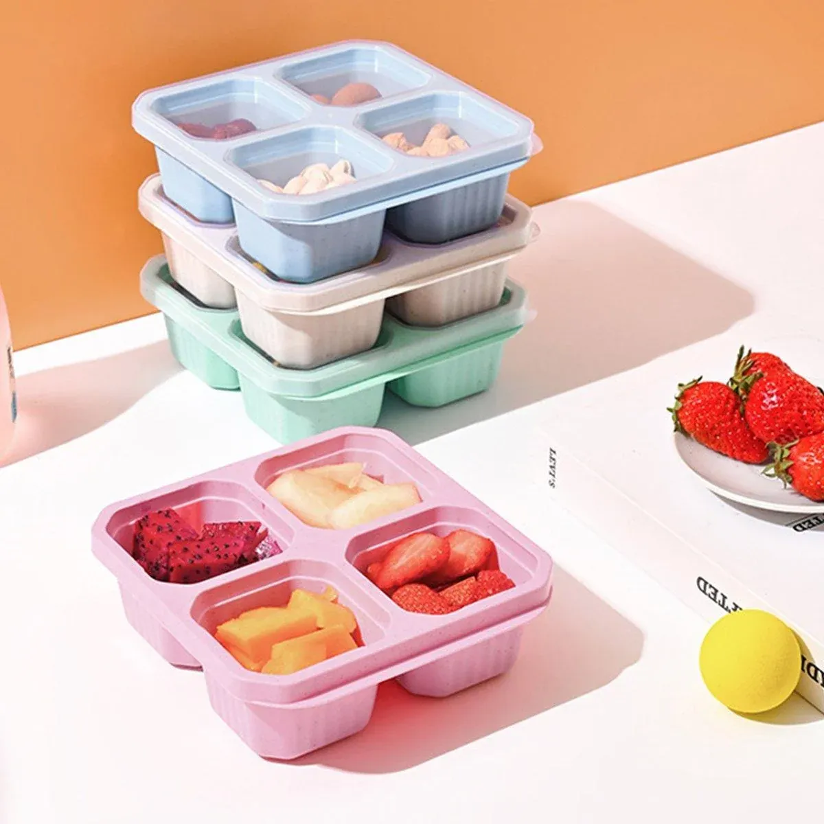 8PCS Wheat Straw Food Storage Containers Snack Candy Fruit Lunch Fresh Box Set โ image 6