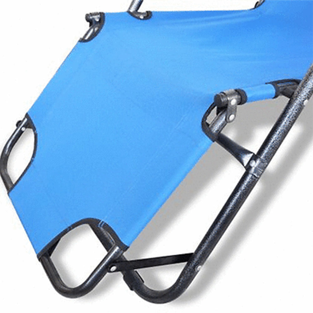 Reclining Sun Beach Deck Lounge Chair Outdoor Folding Camping Fishing Arm Rest - blue — image 6