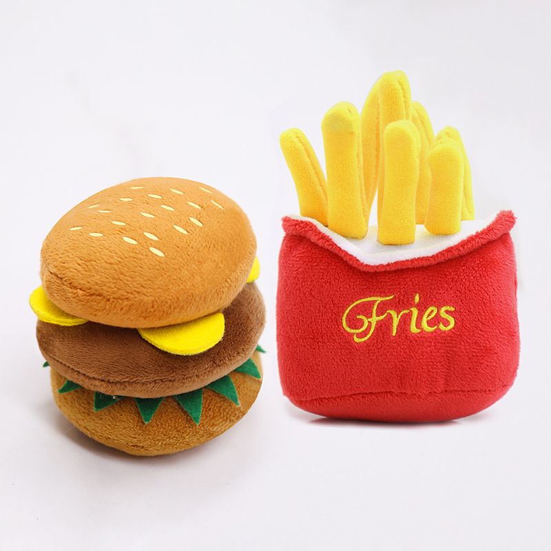 Set of 2 Soft Plush Fruit and Vegetable Squeaky Dog Chew and Play Toys