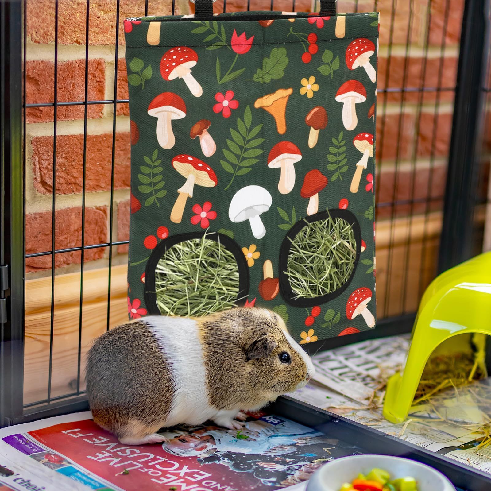 2Pcs Rabbit Hay Feeder Bag with 2 Holes Guinea Pig Hay Feeder, Hanging Rabbit Hay Feeder Bag for Guinea Pigs Bunnies Chinchillas โ image 3