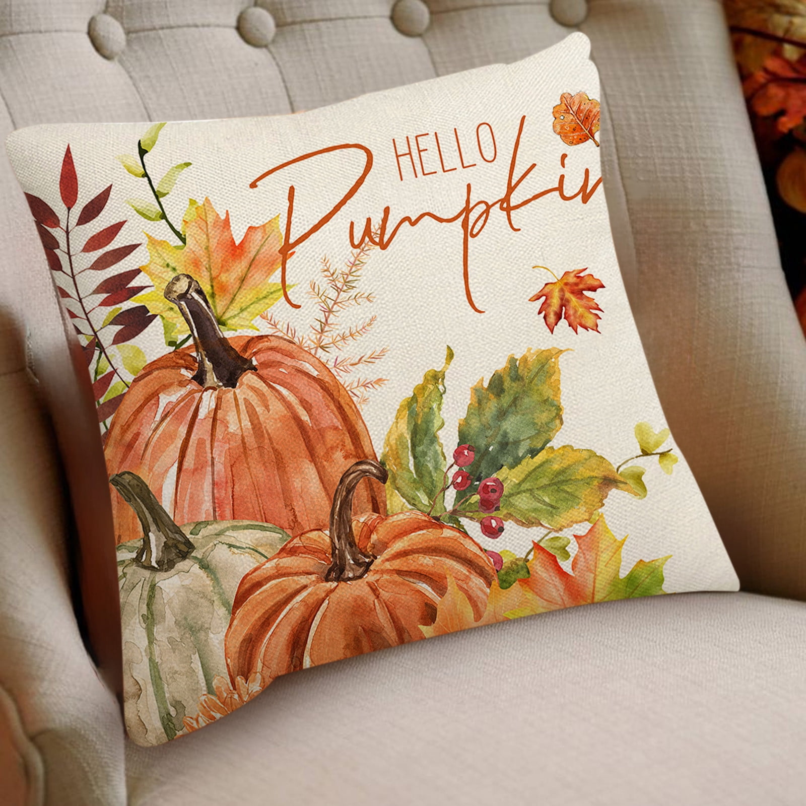 Fall Pillow Covers 18 x 18 inch Pumpkin Maple leaves Throw Pillow Covers Outdoor Autumn Thanksgiving Harvest Farmhouse Pillowcase Cushion Case for Home Sofa โ image 2