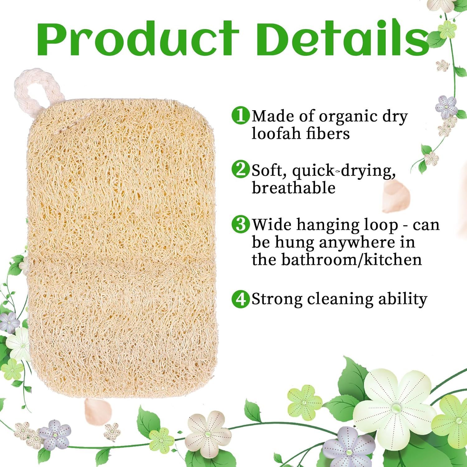 10 PCS Natural Sponges for Dishes, Loofah Dish Sponge for Kitchen Compostable Natural Loofah Sponges — image 3