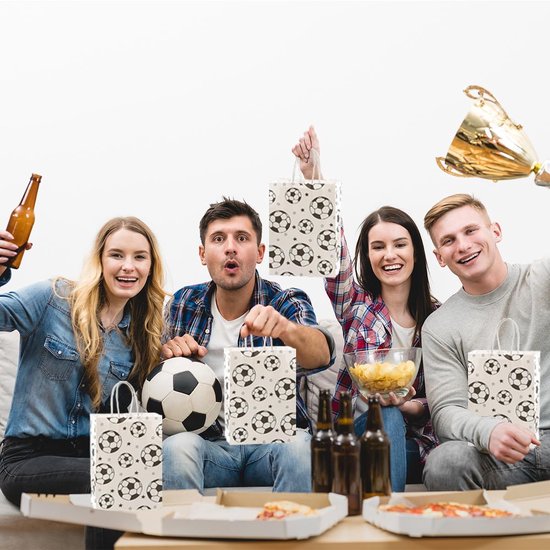 Football Party Paper Bags - Pack of 12 - Football Goodie Bags with Handles - Football Gift Bags for Football Theme Party Supplies (White - 21*15*8cm) โ image 3
