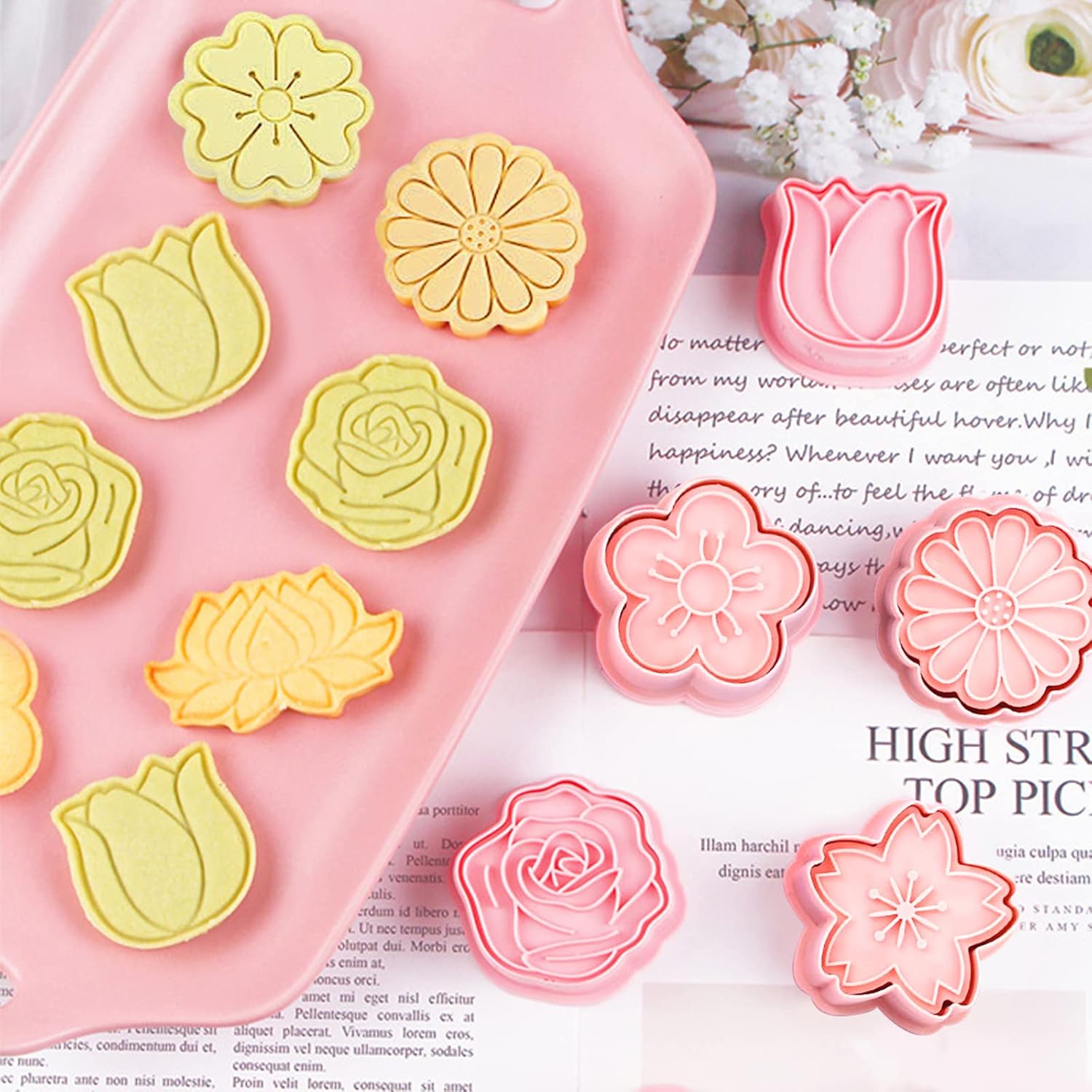 Set of 8 cookie cutters for kids, 3D cookie cutter, flower shape, cookie shape, DIY, baking cakes, tool, fondant, cake, baking — image 2