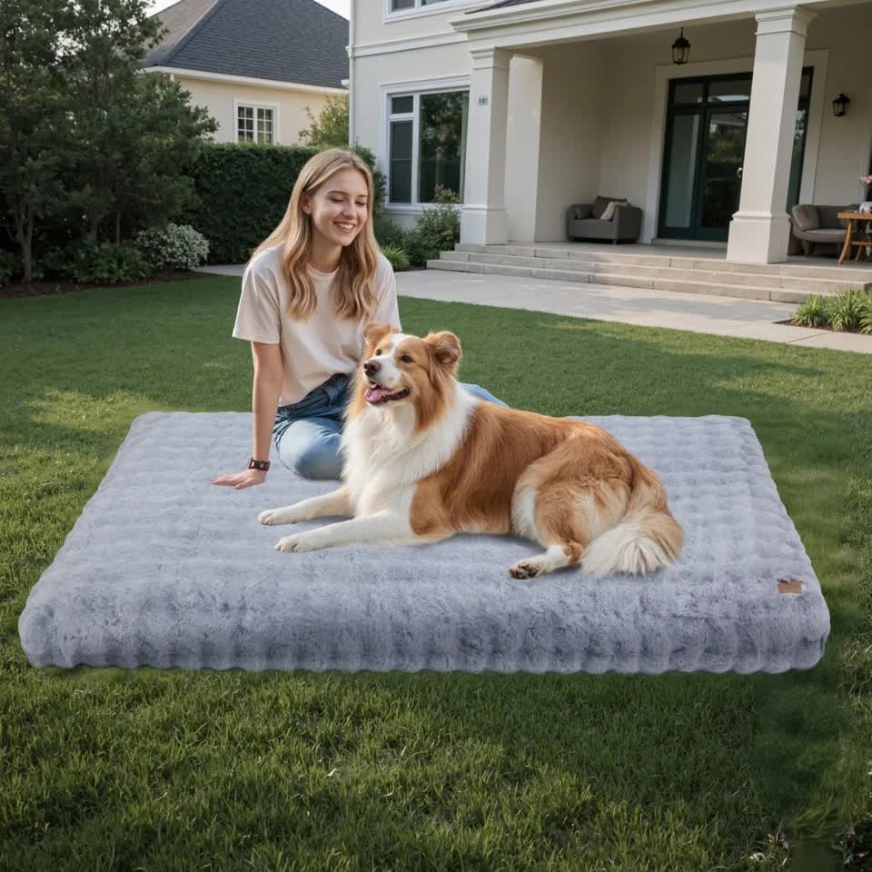 Plush Pet Bed with Non Slip Base and Removable Cover — image 2