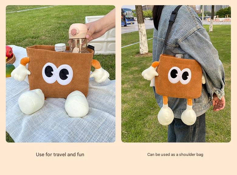 Black Cute Cartoon Car Trash Bin with Adjustable Strap - Water-Repellent Corduroy (19 × 24cm) — image 6