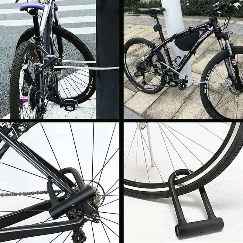 Bicycle U-Lock + Steel Cable Lock With Bracket 2 In 1 Flexible U-Lock Steel Cable โ image 4