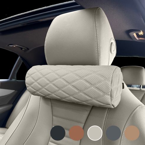 Car Neck Pillow Memory Foam Leather Black Beige gray
