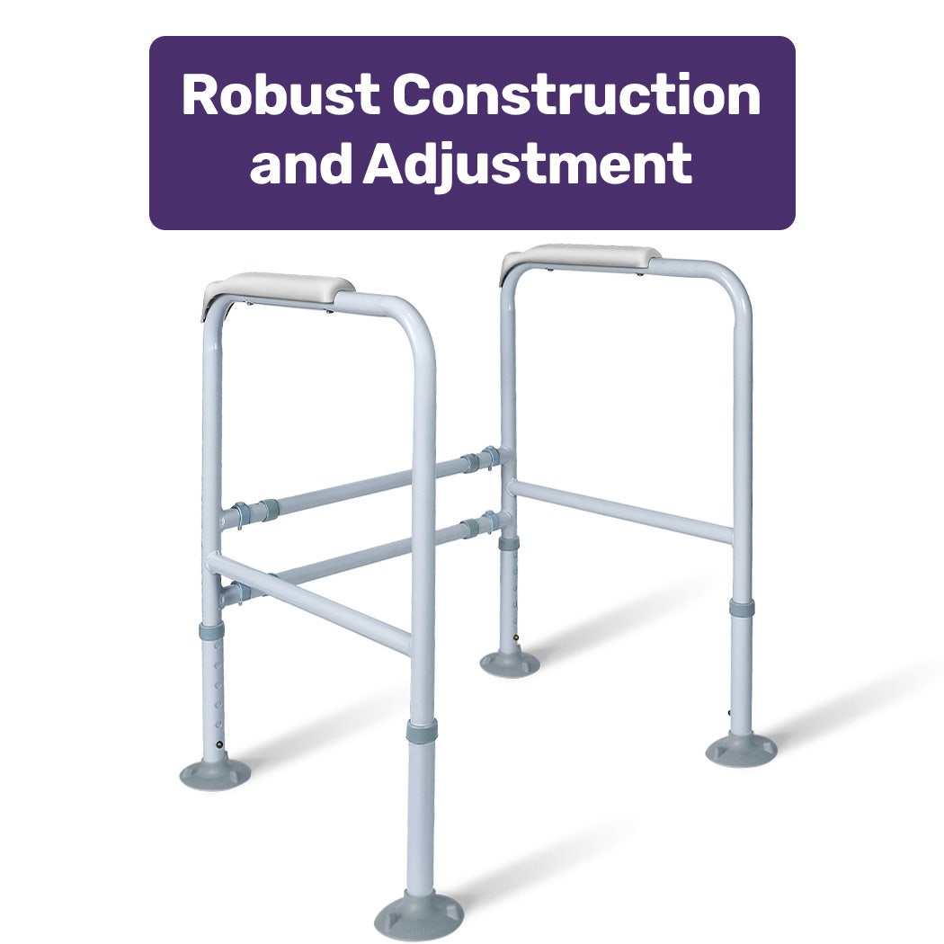 Equipmed Over Toilet Support Frame Safety Grab Aid Rail, 125kg Capacity, Adjustable Height and Width — image 3