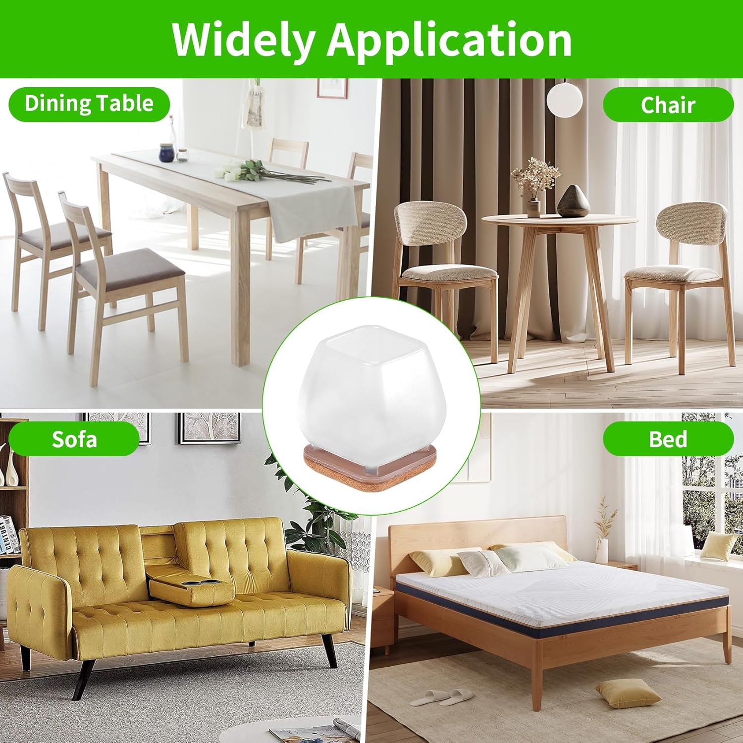 Furniture Leg Caps 30-45mm Transparent Non-Slip Felt Pads Floor Protectors Chair Table Feet Covers Set of 16 โ image 5