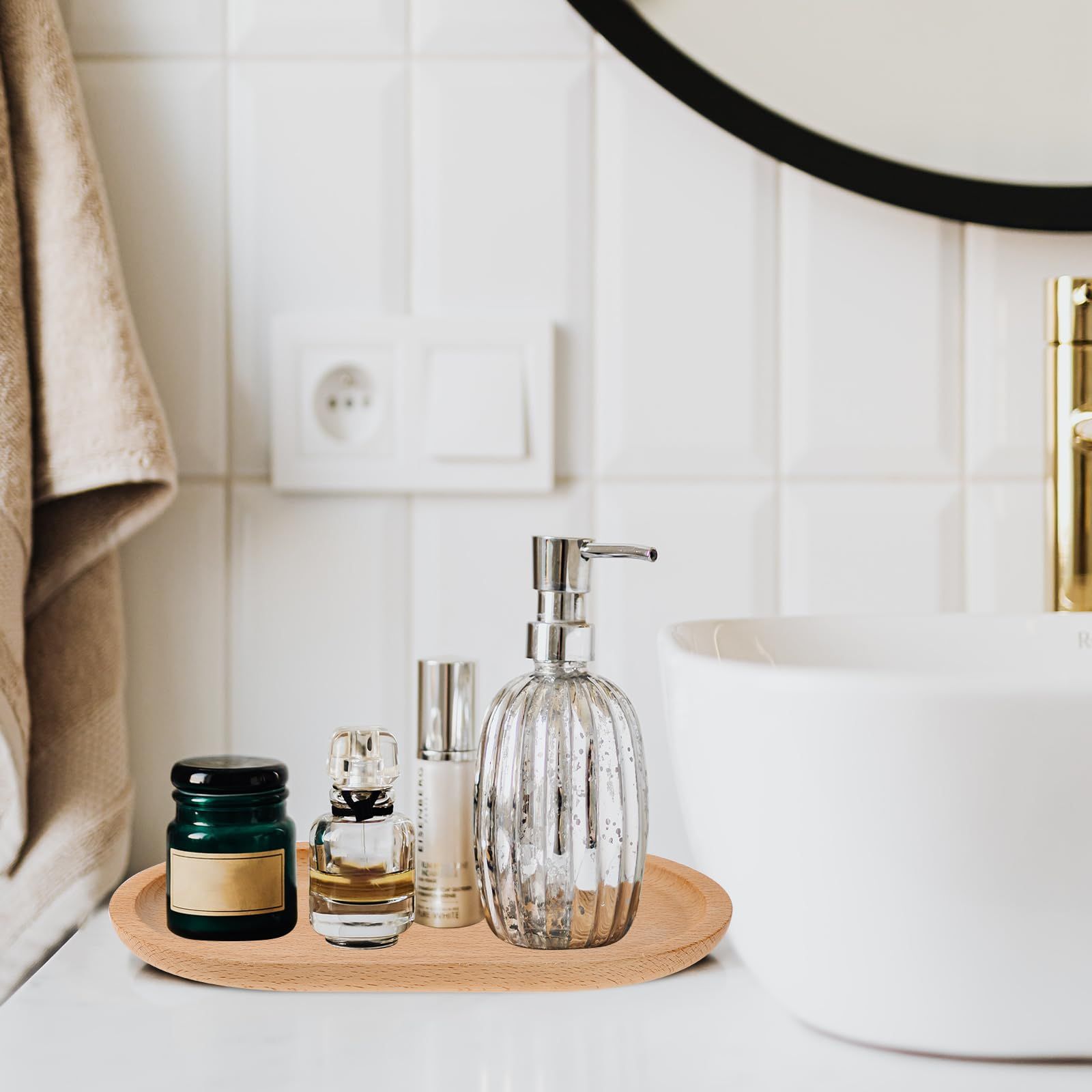 7.8”×4.6” Small Oval Wood Plate Wooden Serving Trays Natural Wood Serving Platters Bathroom Counter Tray Oval Charcuterie — image 5