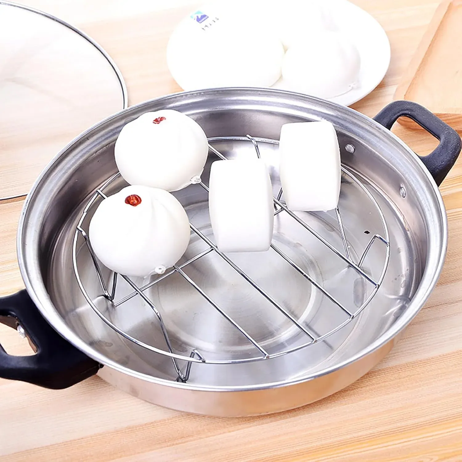 2 Pcs Stainless Steel Steaming Rack Set, Round Trivet Cooling Stand for Pot Pressure Cooker, 5.9 Inch โ image 3