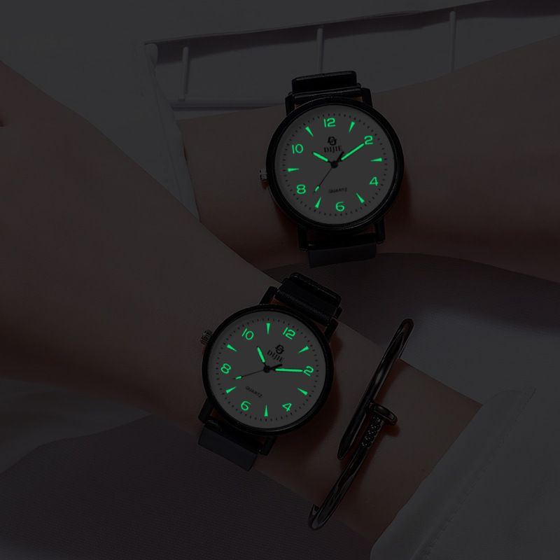 Di Jie Korean Style Quartz Watch 40mm Round Dial Luminous PVC Triangle small size Black โ image 3