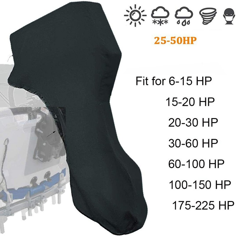 600D Oxford Cloth Outboard Motor Cover, Waterproof UV Resistant Boat Engine Protective Cover for Yacht Fishing Boat(100-150HP) — image 5