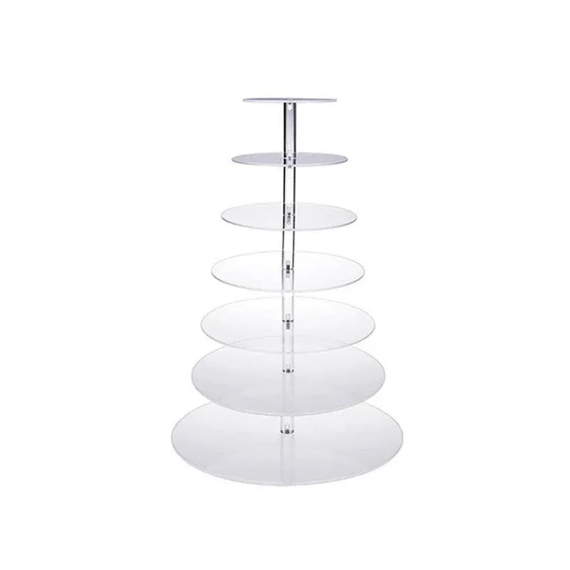 Acrylic Cupcake Tower 3 4 5 6 7 Tier Clear Cake Stand for Wedding Party - 5 Tiers