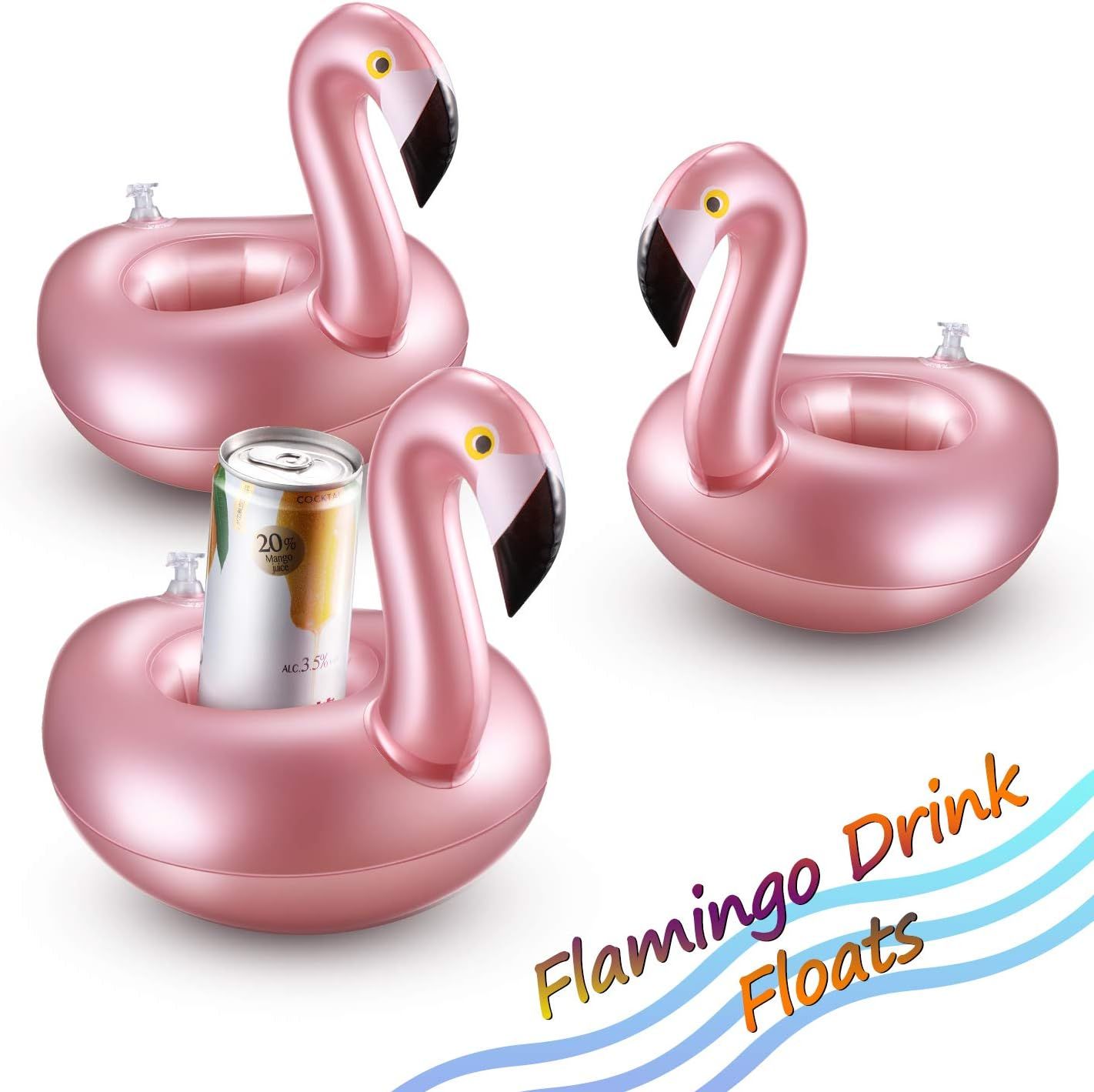 12 Pcs Inlatable Drink Holder lamingo Drink loats Reusable Inlatable Cute Animal Cup Coasters Pool Cup Holders or Summer Swimming Party — image 6