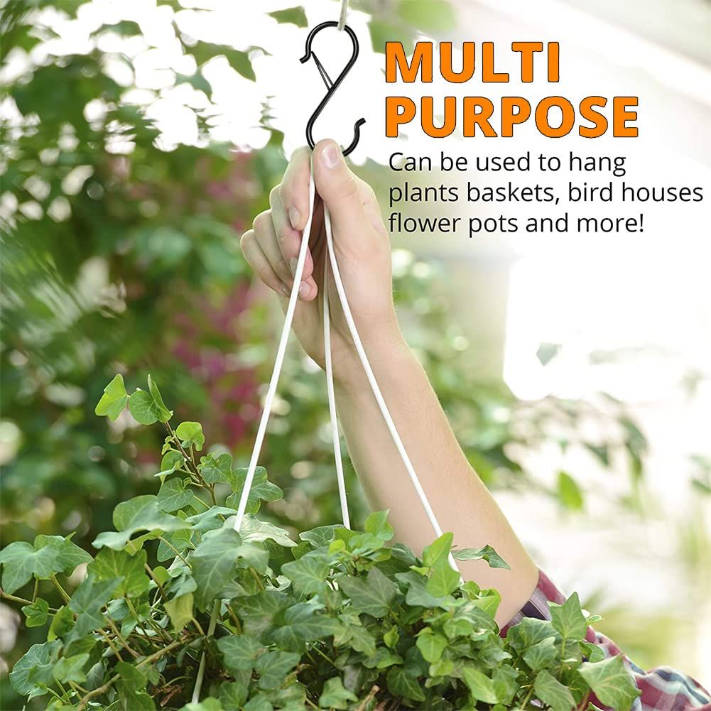 6 Pack S Hooks for Hanging, 3.7 inch Heavy Duty Metal S Hooks with Safety Buckle S Shaped Hooks Pot Rack Closet Hooks โ image 5