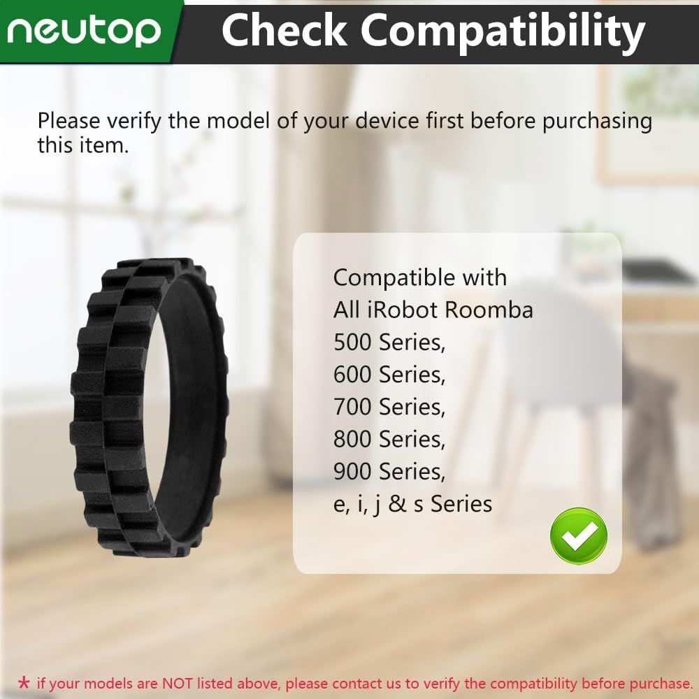 Replacement Rubber Wheel Tires Compatible with iRobot Roomba 500, 600, 700, 800, 900, e, i, j & S Series Models, Anti-slip, Great Adhesion and Easy Assembly — image 2