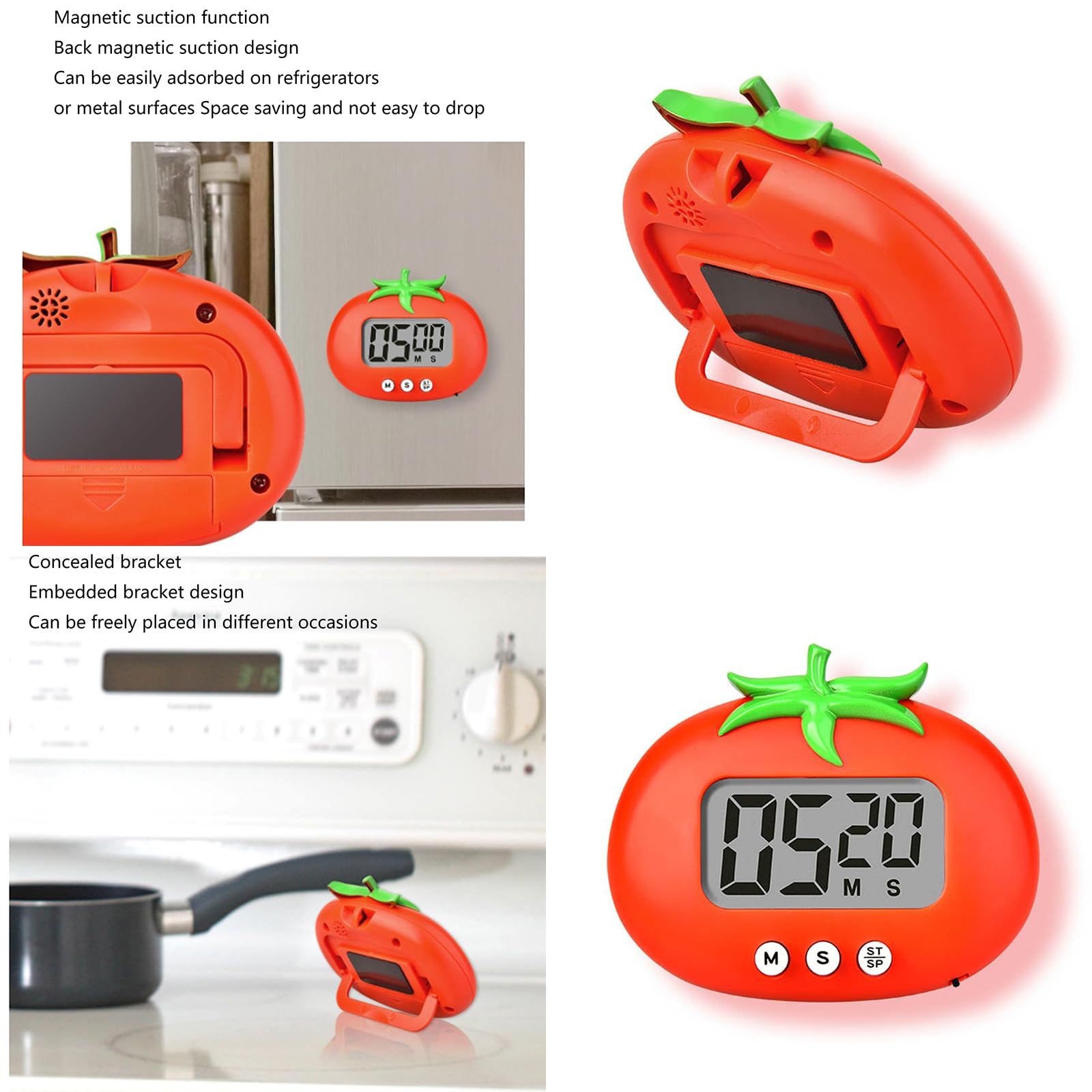 Portable Kitchen Timer Tomato Shaped Magnetic Back Plastic Material Suitable for Cooking Fitness and Office Activities โ image 4
