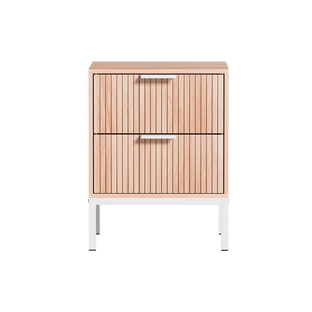 Artiss 2X Bedside Table 2 Drawers Storage Nightstand Cabinet Metal Legs Pine โ image 4