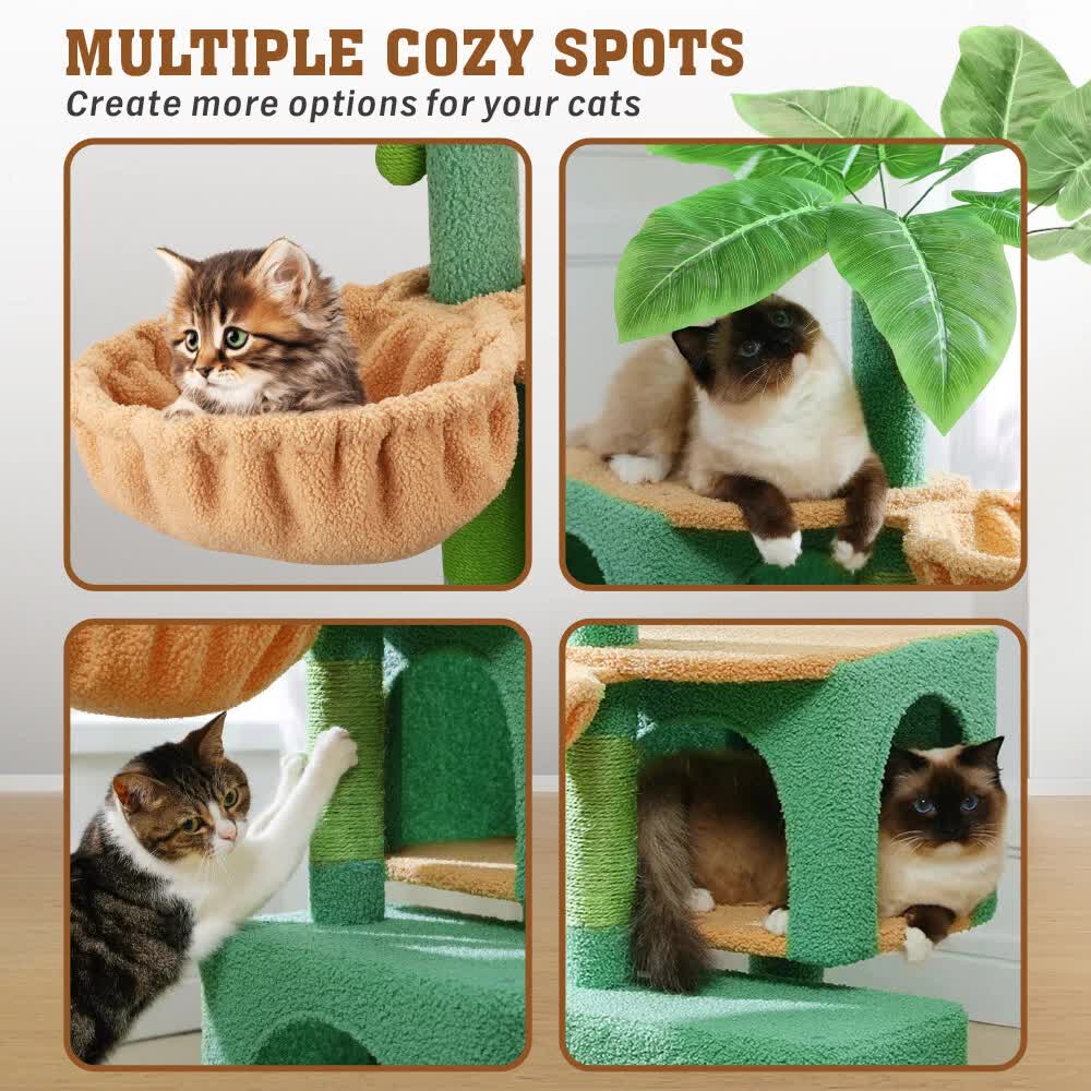 VaKa 1.1M Cat Tree Scratching Post Palm Tree Cat Post Dangling Balls Cat Toy — image 5