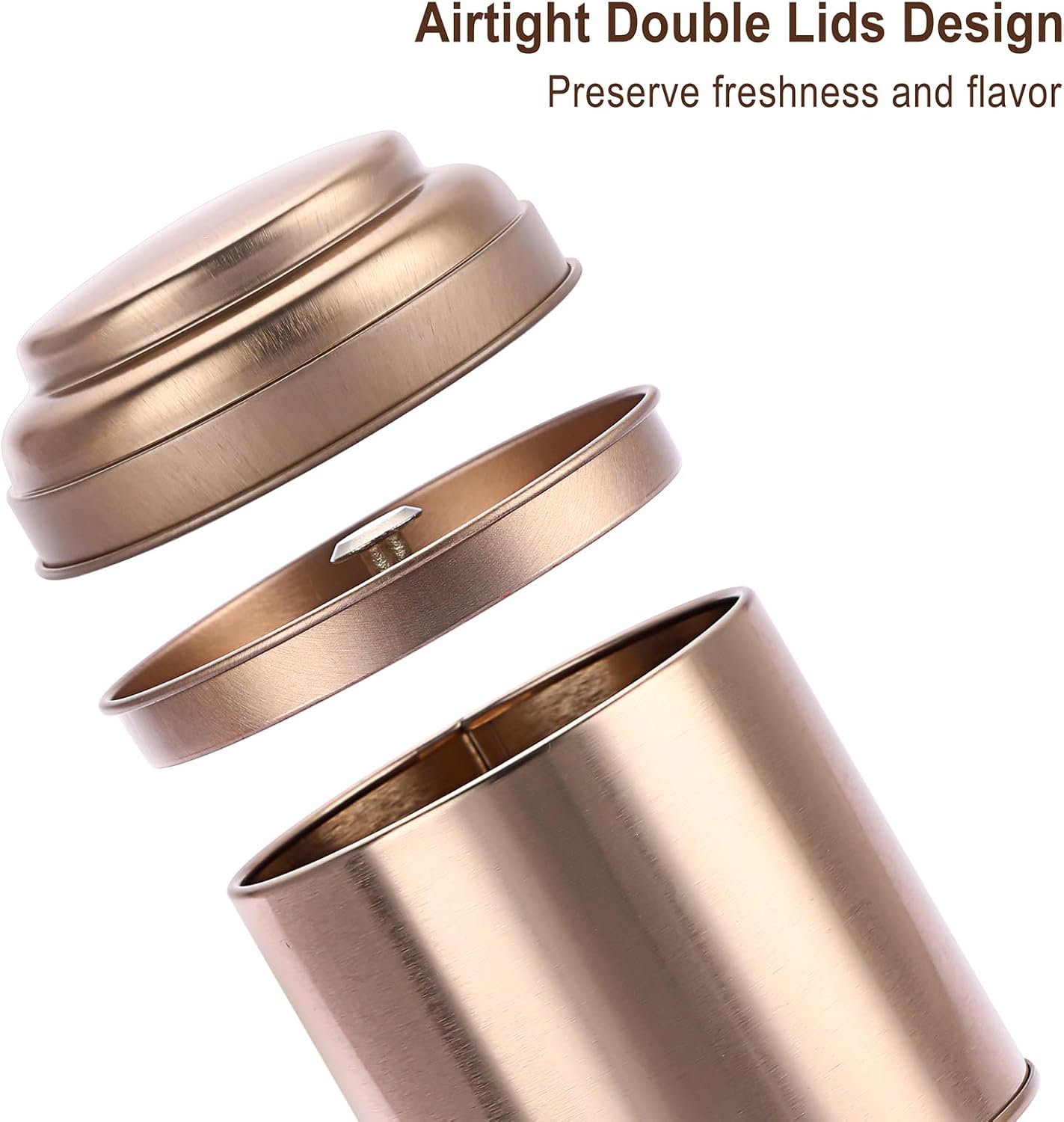 Petluno Set of 6 Loose Leaf Tea Tins 227ml Metal Nut Storage Jars Airtight Containers Kitchen Spice Jars, Food Tin for Tea, Coffee, Biscuits, Sugar — image 4
