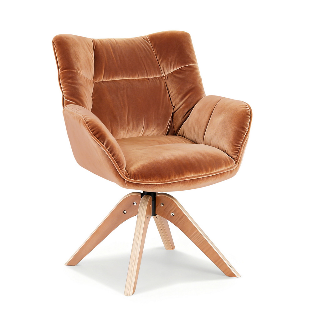 Artiss Swivel Chair Armchair Nursing Velvet Brown — image 3