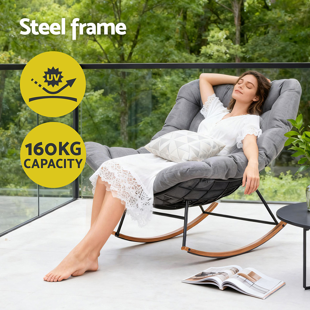 Gardeon Outdoor Rocking Chair Furniture Papasan Recliner Garden Patio Lounge Setting — image 5