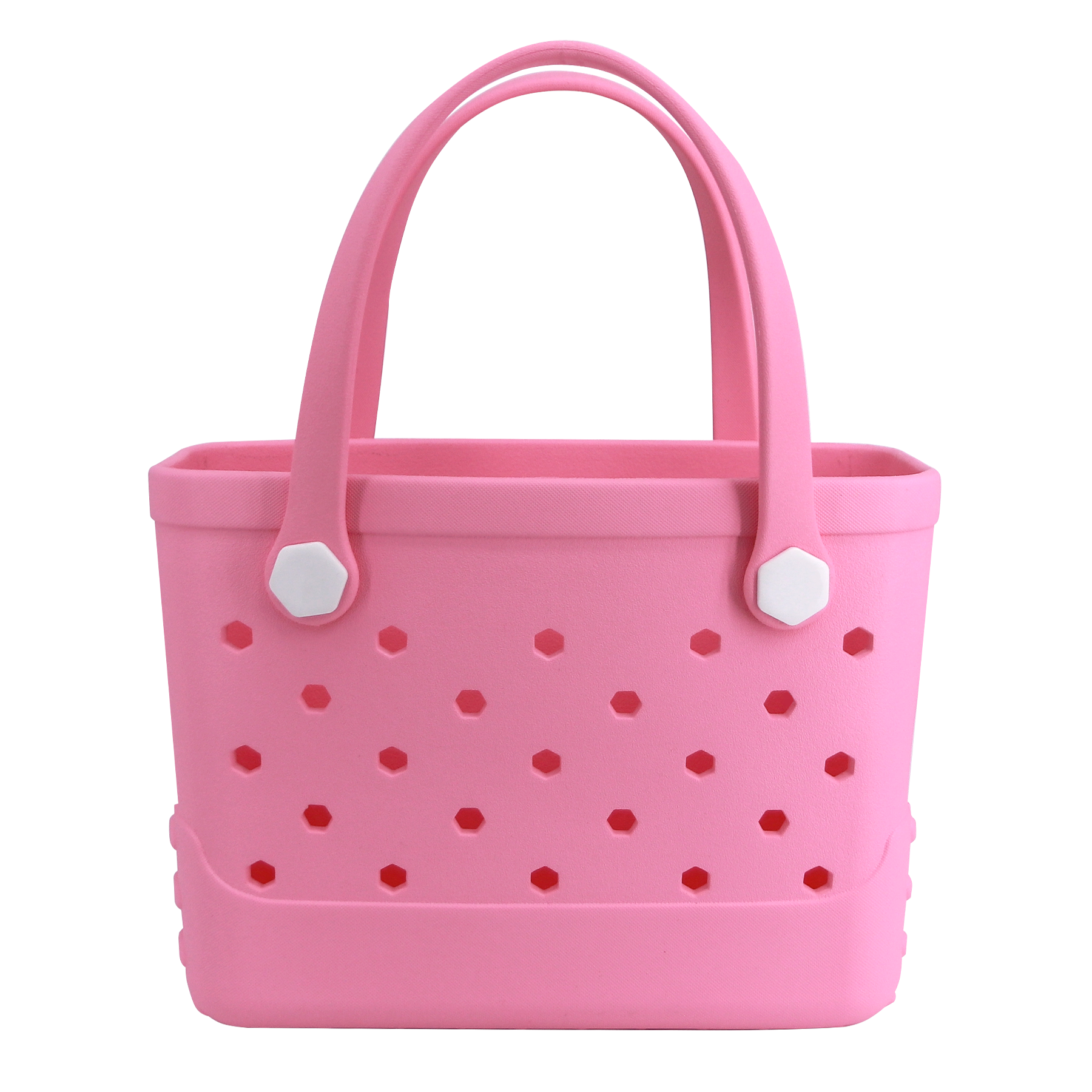 Waterproof Hexagon Mesh Beach Bag - Large Capacity Travel Storage Tote for Swimwear Towel Sunglasses - Pink Small 28x21x11cm