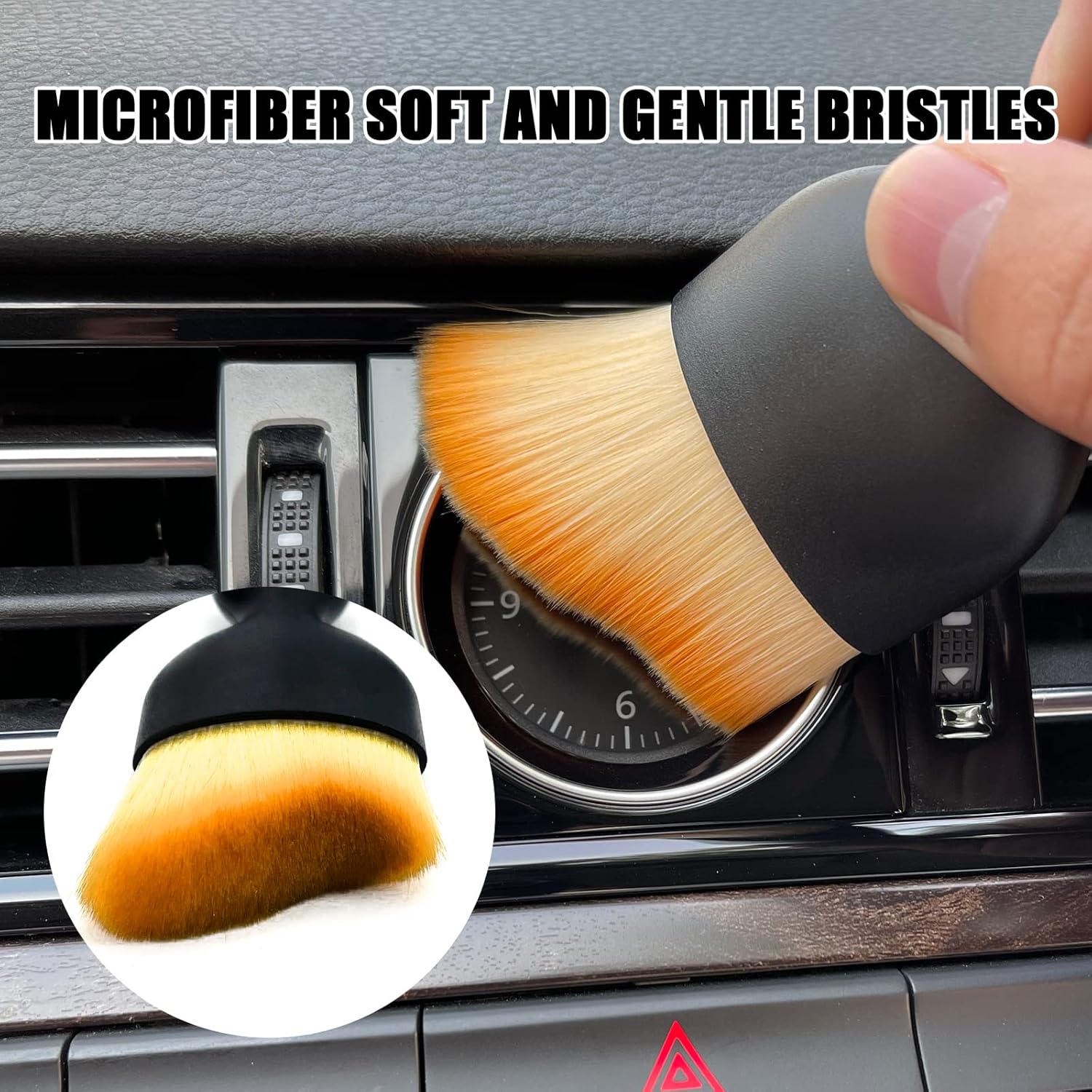 Car Interior Detailing Brush, Ultra Soft Non-Scratch Dust Brush, Car Interior Cleaning Tool for Cleaning Panels, Air Vent, Leather (Yellow) โ image 3