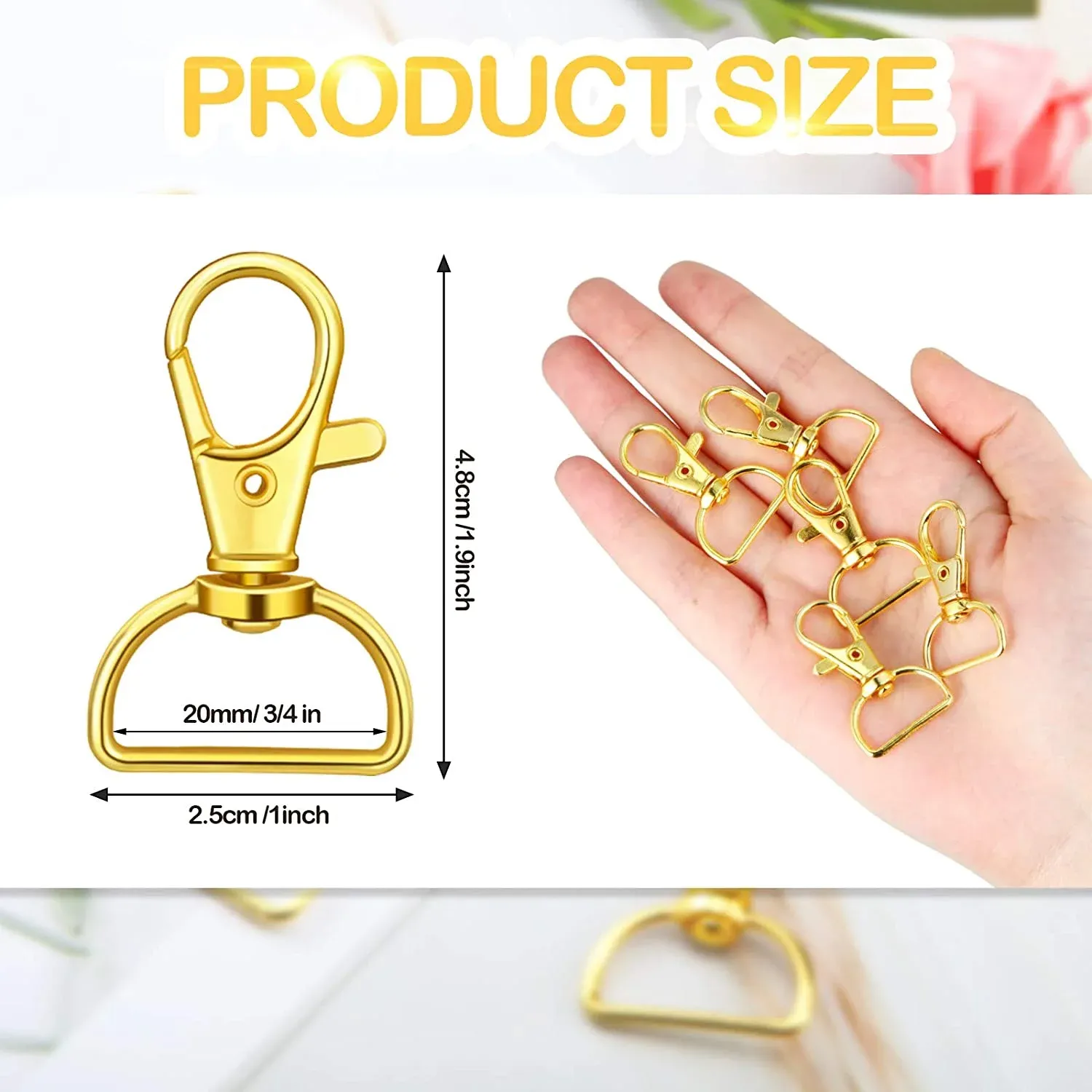 Swivel Snap Hooks with 1 Inch D Ring Lobster Clasps for Tactical Gear and Dog Leashes, 35 Pcs, 25mm, Daily Comfort Use — image 2