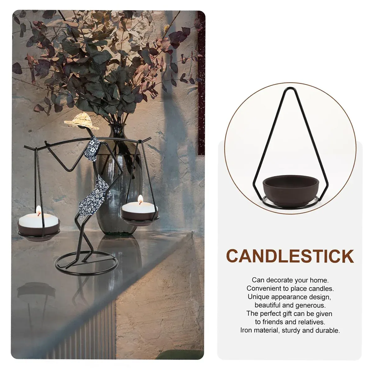 Candle Holder Stand Metal Candlestick Restaurant Table Centrepiece Display Decor - Serving Tray Set — image 5