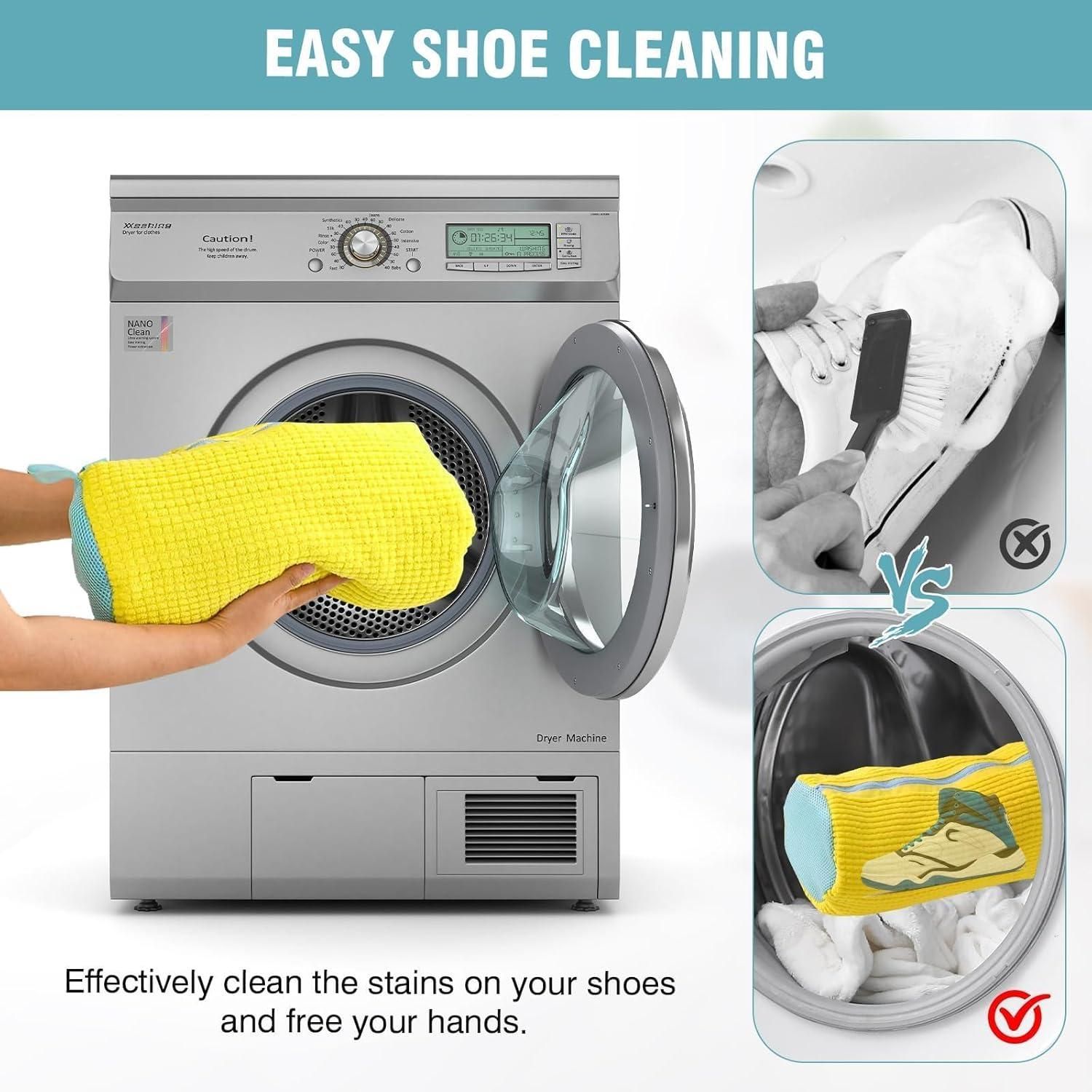 Laundry Bags 2 Pack Mesh Shoe Washing Bags with Hanging Hook Zipper Closure Yellow โ image 6