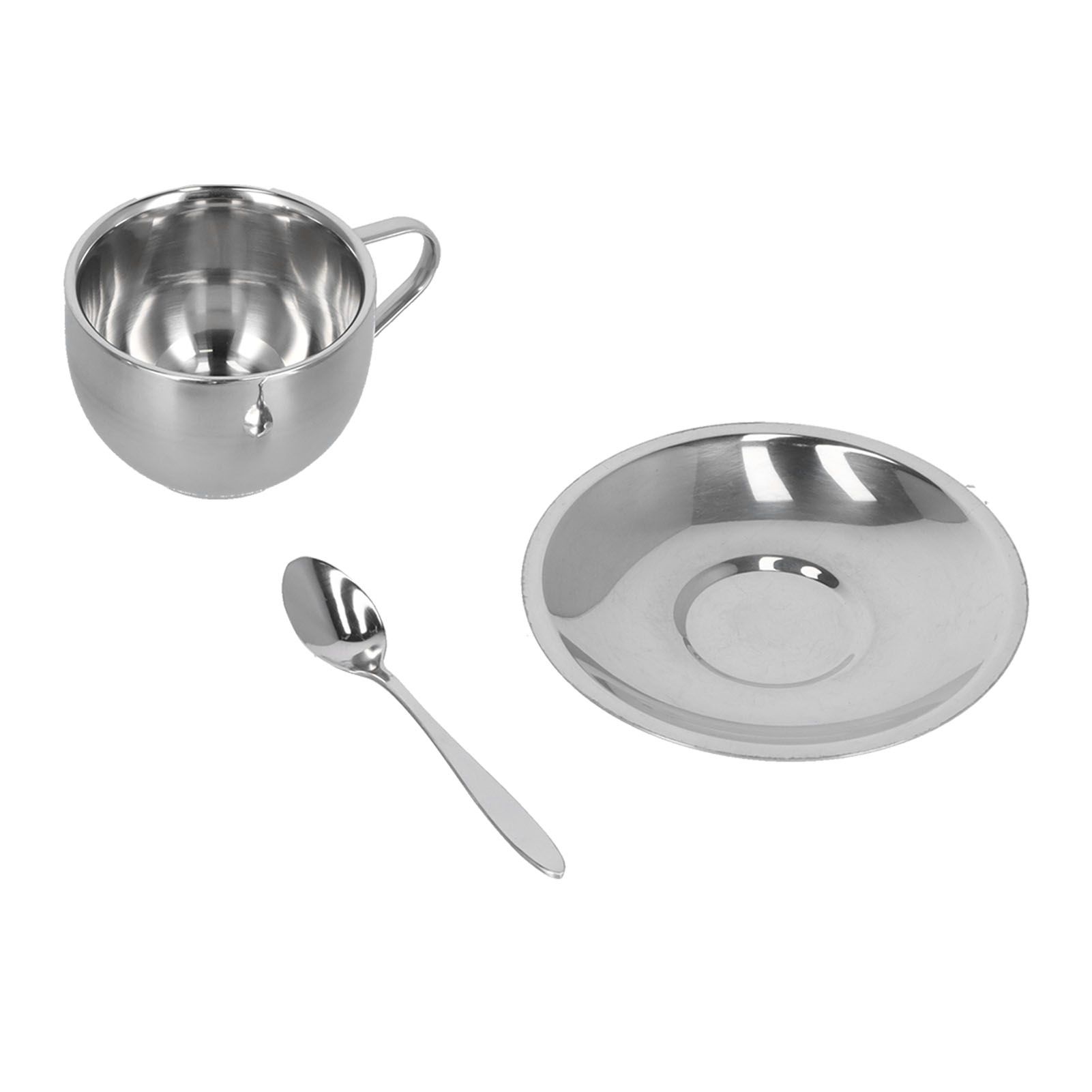 3PCS/Set Insulated Coffee Cup Set Stainless Steel Double Walled Mugs Milk Tea Cup with Saucer Spoon Set180ML โ image 2
