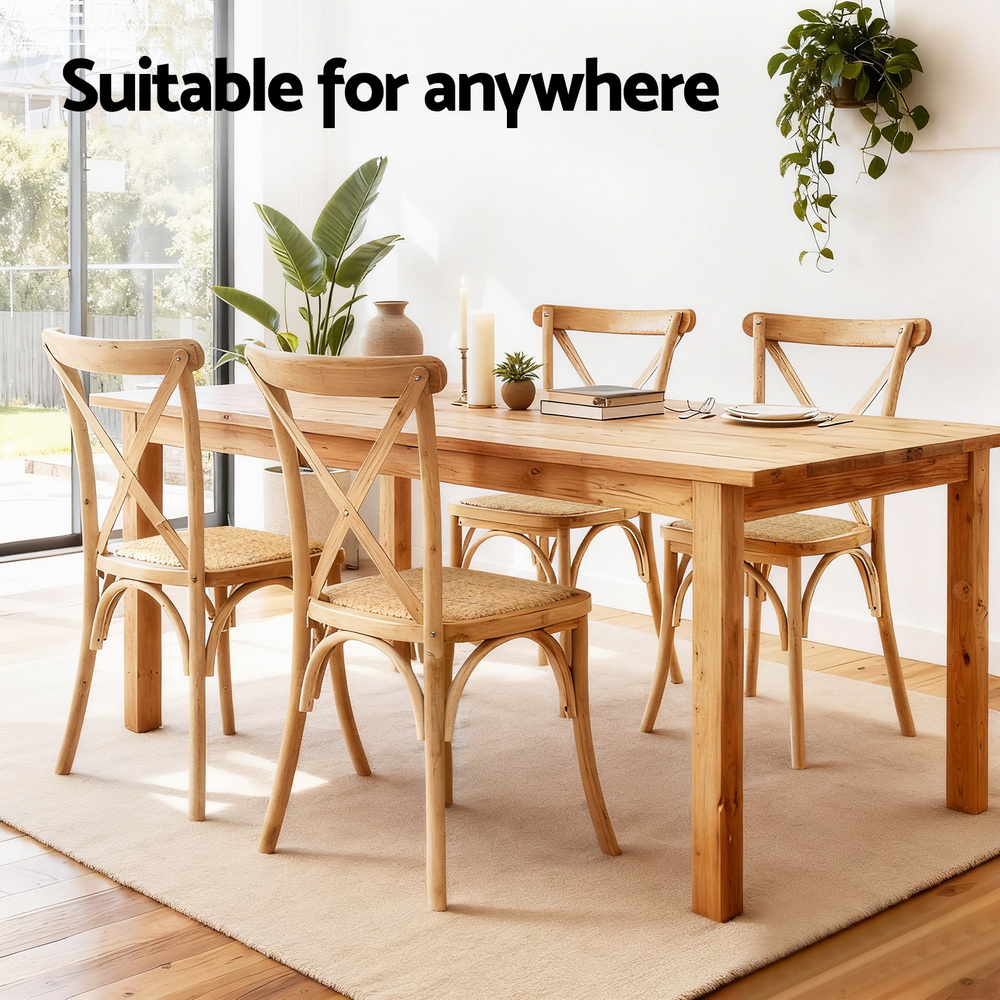 Artiss 4x Dining Chairs Rattan Wooden Kitchen Accent Chair Cafe Lounge Rubber Wood โ image 5
