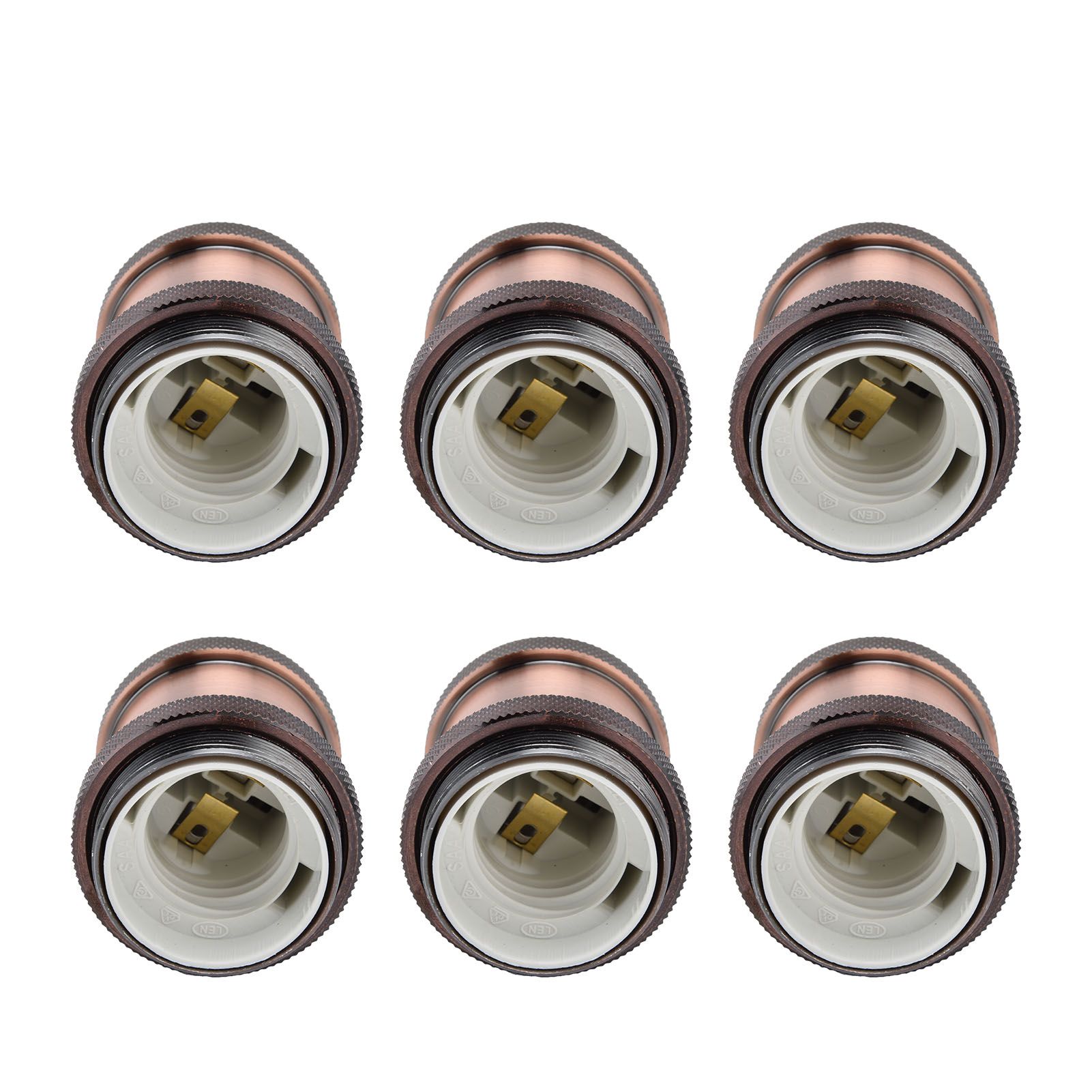6 Pcs Lamp Holder Metal E26 E27 Screw Retro Lighting Base Accessories with Ground Aluminum ShellRed Bronze โ image 5