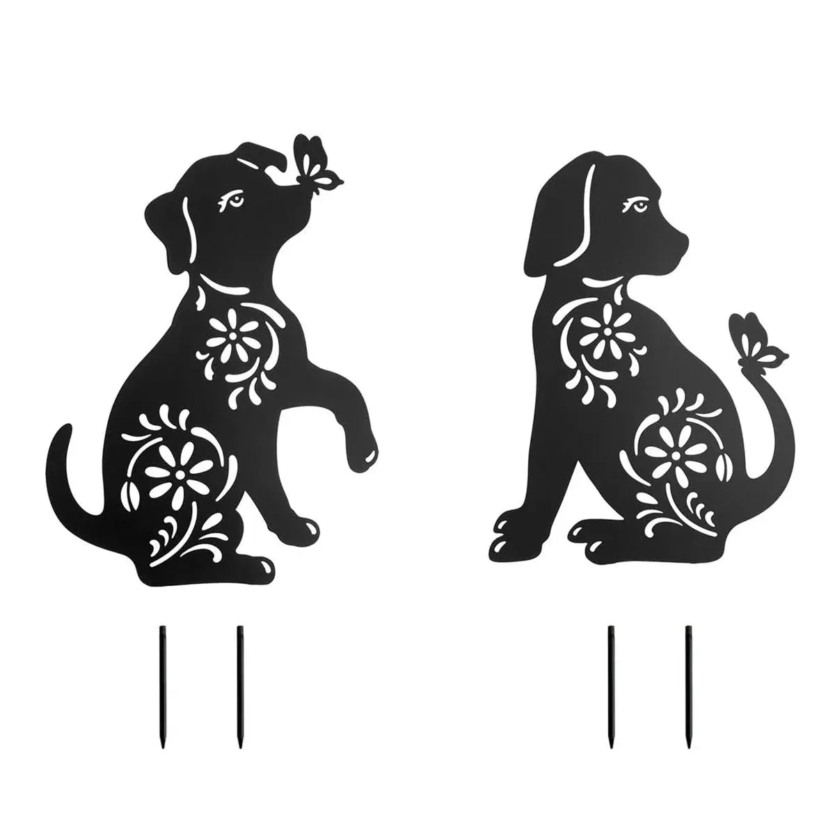2pcs Iron Outdoor Garden Dog Statues Decorative Lawn Ornaments for Patio Decor — image 2
