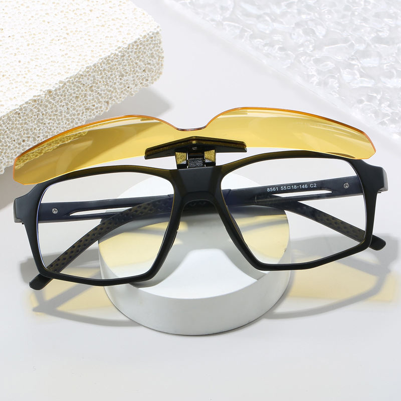 Black Flip-Up Polarized Sports Sunglasses - Versatile Outdoor Cycling and Windproof Eyewear — image 4