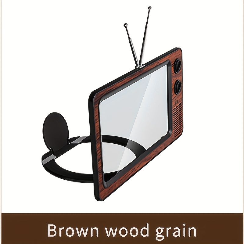 30.48 cm Cell Phone Screen Amplifier, Super Clear, Foldable, Portable, Eye Protection 3D Screen Amplifier, Creative Retro TV Shape for Mobile Devices Brown