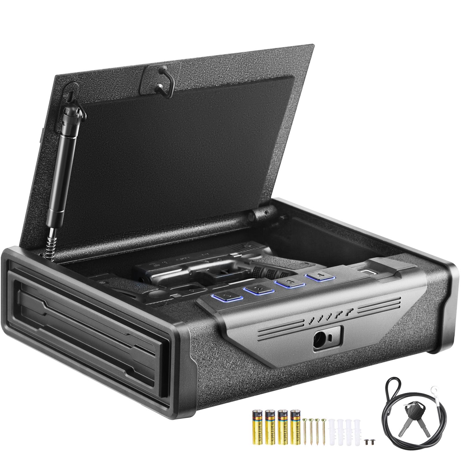 Gun Safe for Pistols Biometric Gun Safe with 3 Access Ways for 2 Pistols