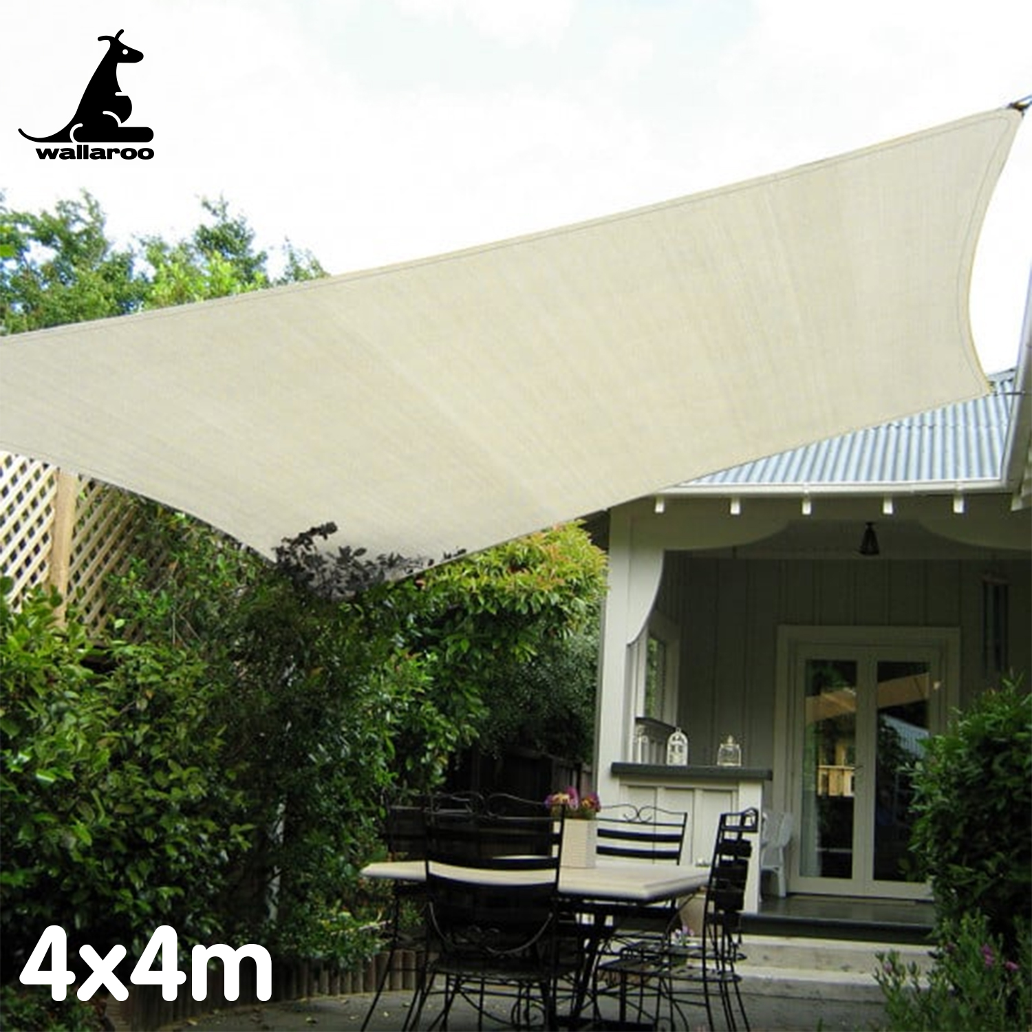 Wallaroo Waterproof Outdoor Shade Sail Canopy Sun Cloth Square 4x4M — image 5