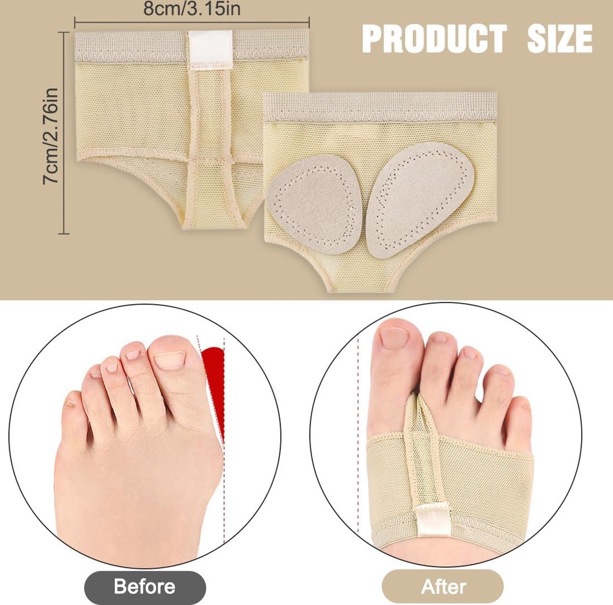 Forefoot Cushion - Heel Insoles - Anti-Slip Forefoot Insoles Heel Protection - Toe Protector Cushion - Anti-Slip Sock Pads - Fit All - Shock Absorbing - Set of — image 3