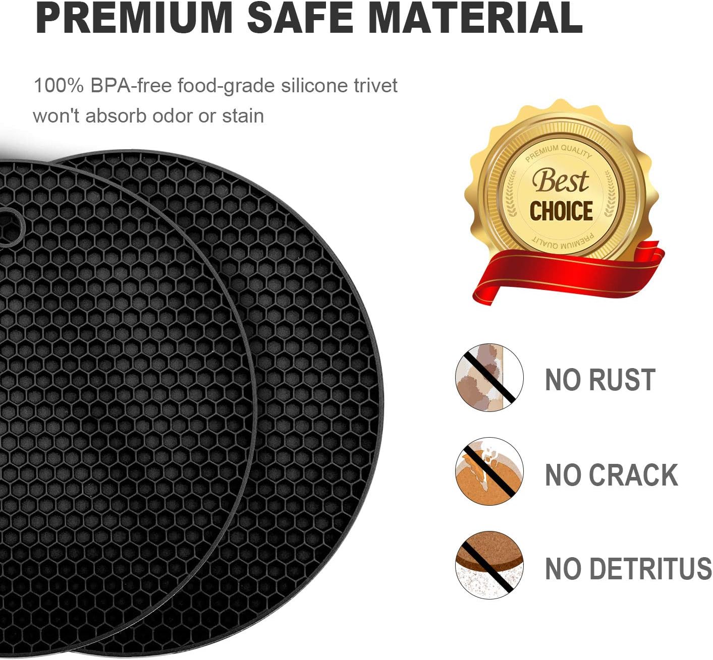 4 Pack Round Silicone Trivets, Thick Heat Resistant Hot Pot Mats for Dining Tables, Benchtops, Cookware and Serving Dishes, Grey — image 3