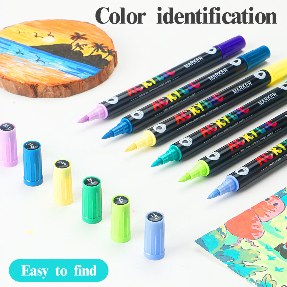 Dual-Tip Acrylic Markers β 24-Pack, Water-Based, Quick-Dry, Waterproof, for Multi-Surface Writing and Coloring (48 Colors) β image 2