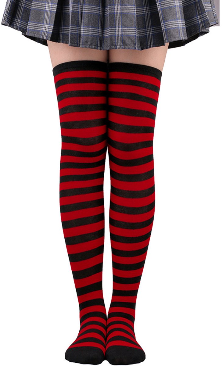 3 pairs - Socks - Christmas socks - knee socks - over-the-knee socks - long socks - high socks - elastic striped socks set - long striped Christmas socks — image 4