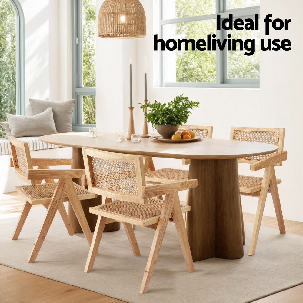 Artiss 2x Dining Chairs Wooden Rattan Seat Rubber Wood Frame โ image 6
