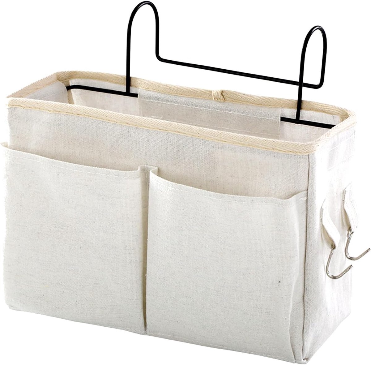 Hanging Basket - Bag Organizer - Bed Bag Holder - Storage Bags - Bed Organizer - Hanging Storage Bags - Dorm Organizer - 30 × 10 × 19 cm - Off-White - with 4