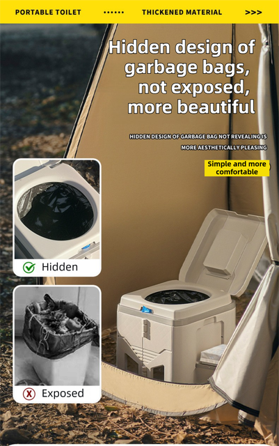 Portable Travel Toilet with Integrated Dual Storage Wings & Odor-Proof Lid – Ergonomic Reusable Foldable Commode with 12.7cm Folding Height for Car Travel & — image 5